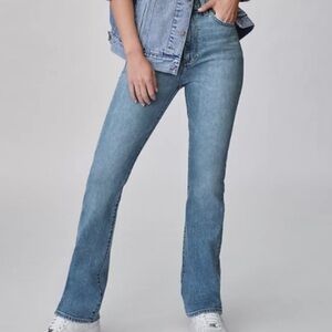 Aritzia Denim Forum The Bailey High Rise Boot Sz 25 Med Wash Organic Cotton EUC